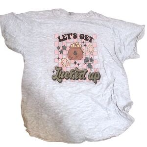 Pebby Forevee | Light Gray Short Sleeve Side-Slit Lucked Up Tee